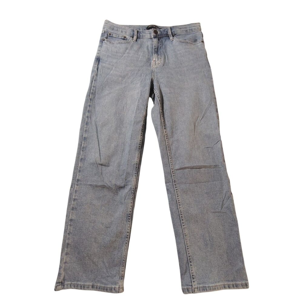 Calvin Klein Jeans Women's Light Blue Straight Leg Denim Button Accent Jeans